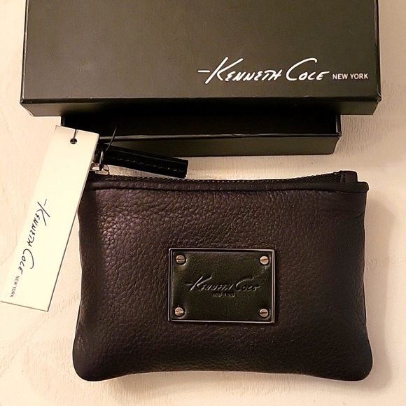 NEW Kenneth Cole Black Pebble Leather Wallet/Coin-Purse - Picture 3 of 15